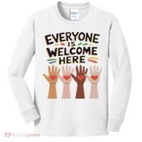 Everyone Is Welcome Here Idaho Teacher Kids Long Sleeve Shirt thumb 0