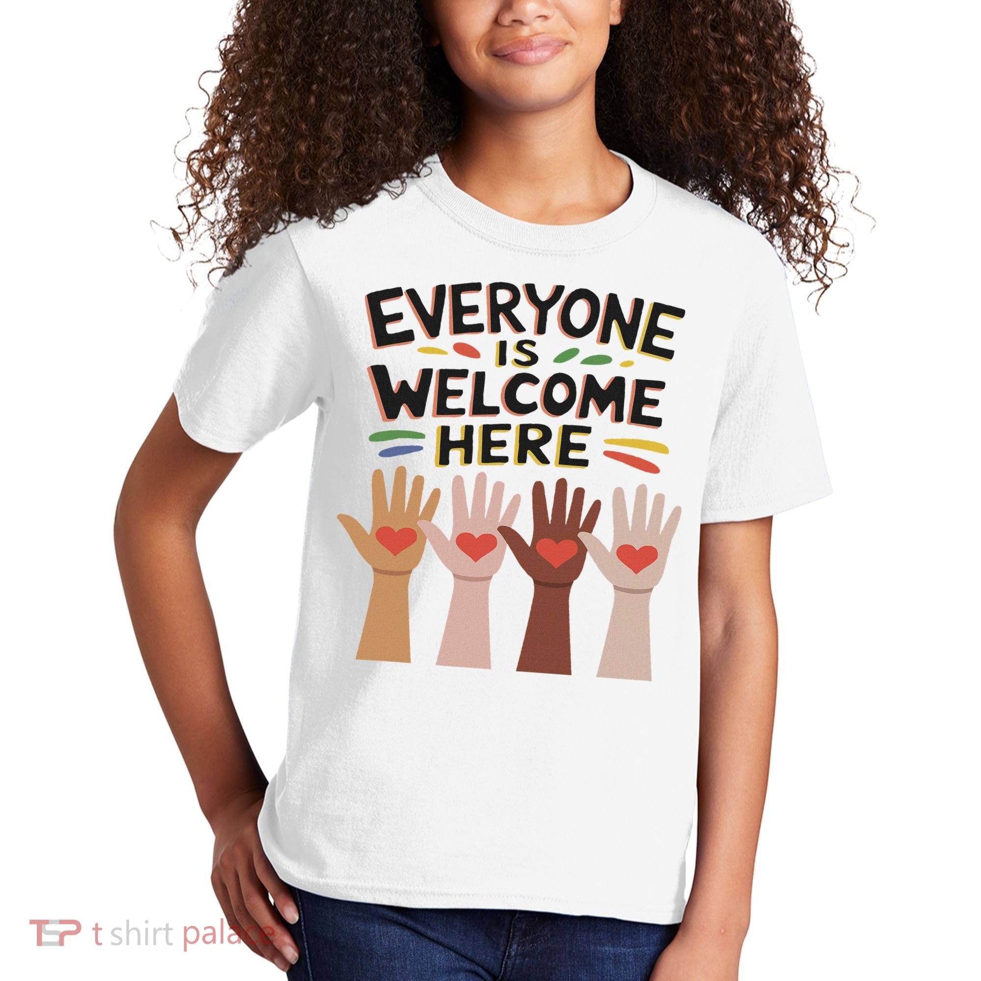 Everyone Is Welcome Here Idaho Teacher Kids T-Shirt