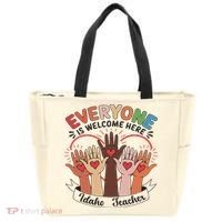 Everyone Is Welcome Here Idaho Teacher Tote Bag thumb 0