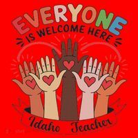 Everyone Is Welcome Here Idaho Teacher Santa Hat thumb 1