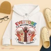 Everyone Is Welcome Here Idaho Teacher Hoodie thumb 4