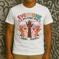 Everyone Is Welcome Here Idaho Teacher T-Shirt thumb 3