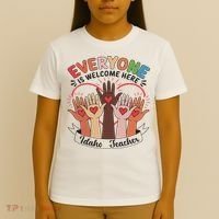 Everyone Is Welcome Here Idaho Teacher T-Shirt thumb 4