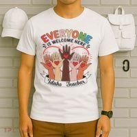 Everyone Is Welcome Here Idaho Teacher T-Shirt thumb 6