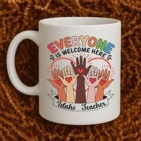 Everyone Is Welcome Here Idaho Teacher Coffee Mug thumb 2