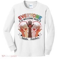 Everyone Is Welcome Here Idaho Teacher Kids Long Sleeve Shirt thumb 0