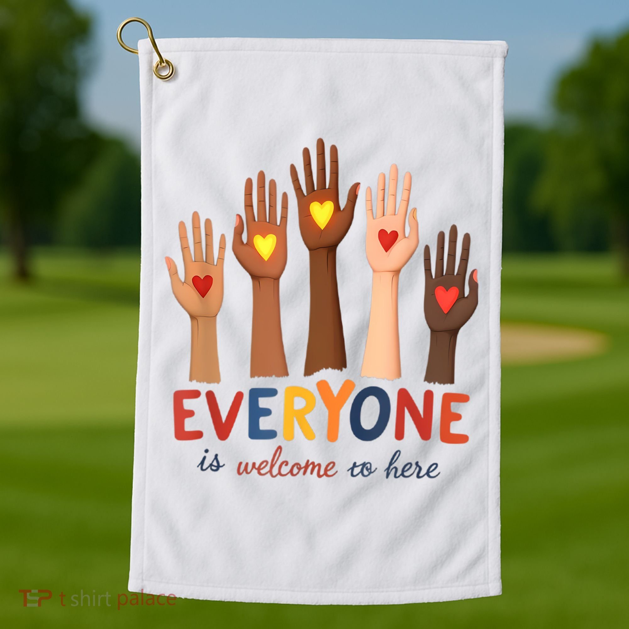 Everyone Is Welcome Here Idaho Teacher Belongs Educator Golf Towel