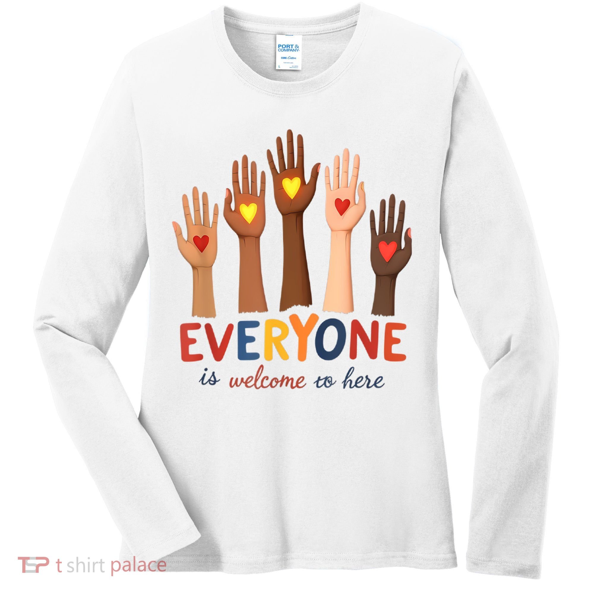 Everyone Is Welcome Here Idaho Teacher Belongs Educator Women's Long Sleeve Shirt