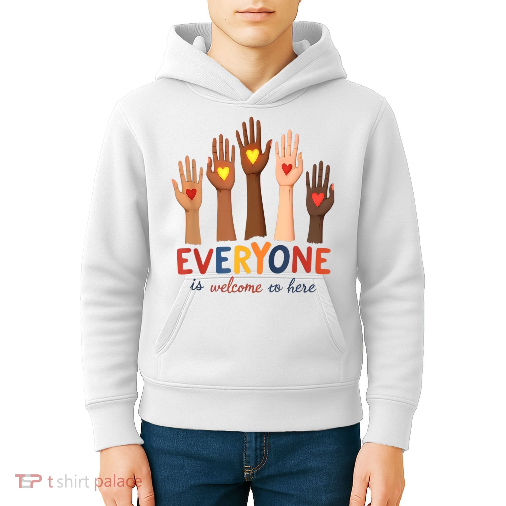 Everyone Is Welcome Here Idaho Teacher Belongs Educator Kids Hoodie