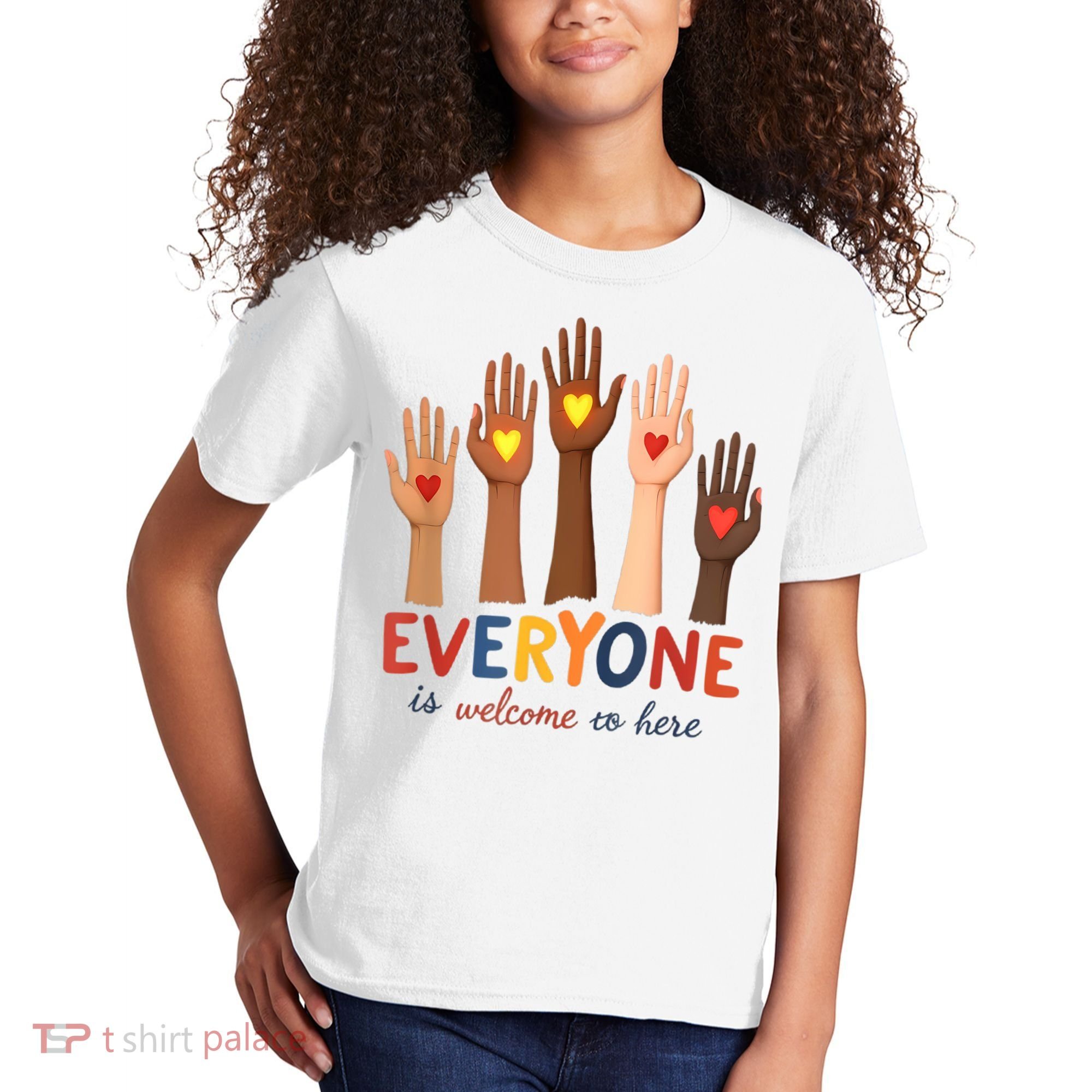 Everyone Is Welcome Here Idaho Teacher Belongs Educator Kids T-Shirt