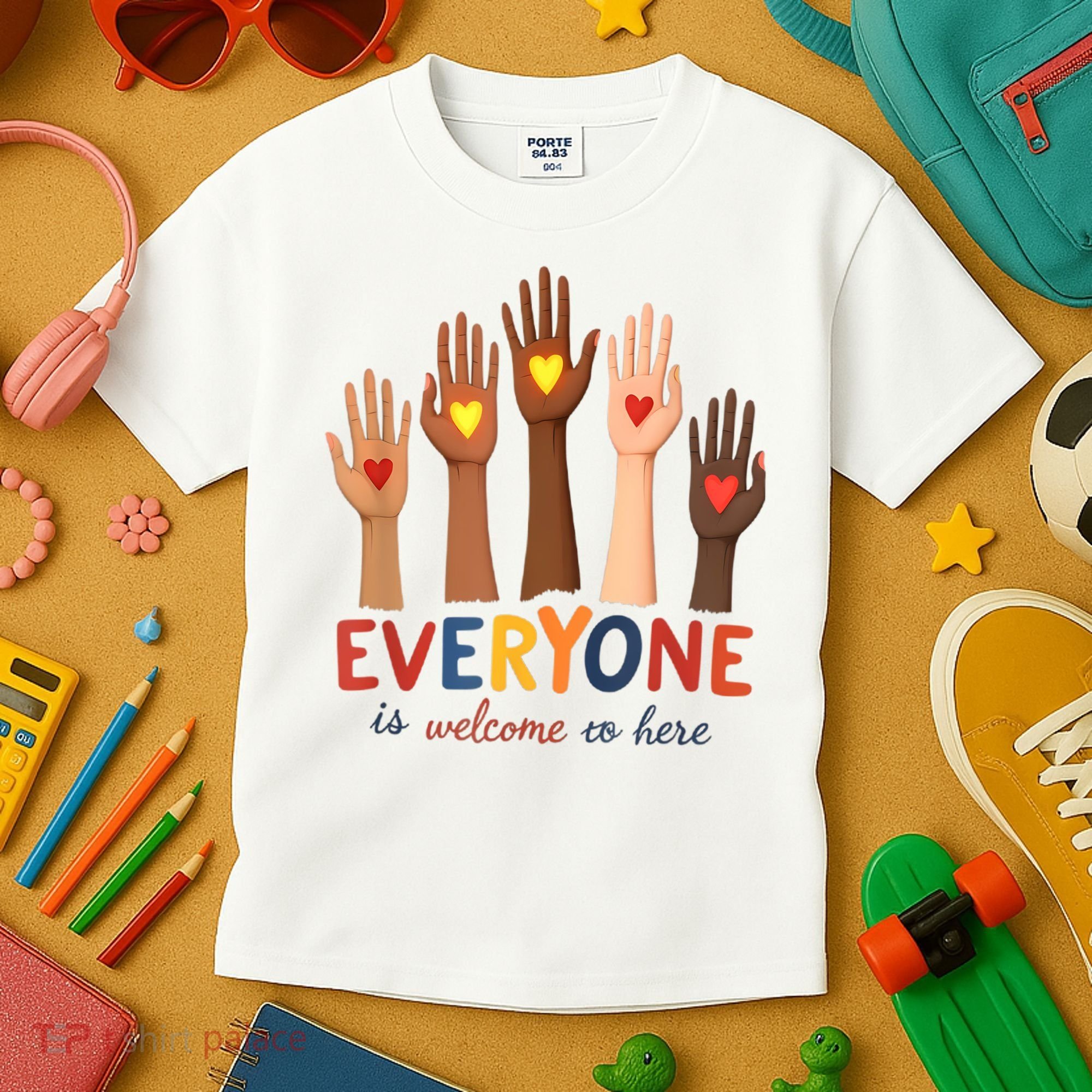 Everyone Is Welcome Here Idaho Teacher Belongs Educator Kids T-Shirt
