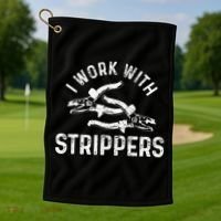Electrician I Work With Strippers Funny Electrician Gift Golf Towel thumb 1