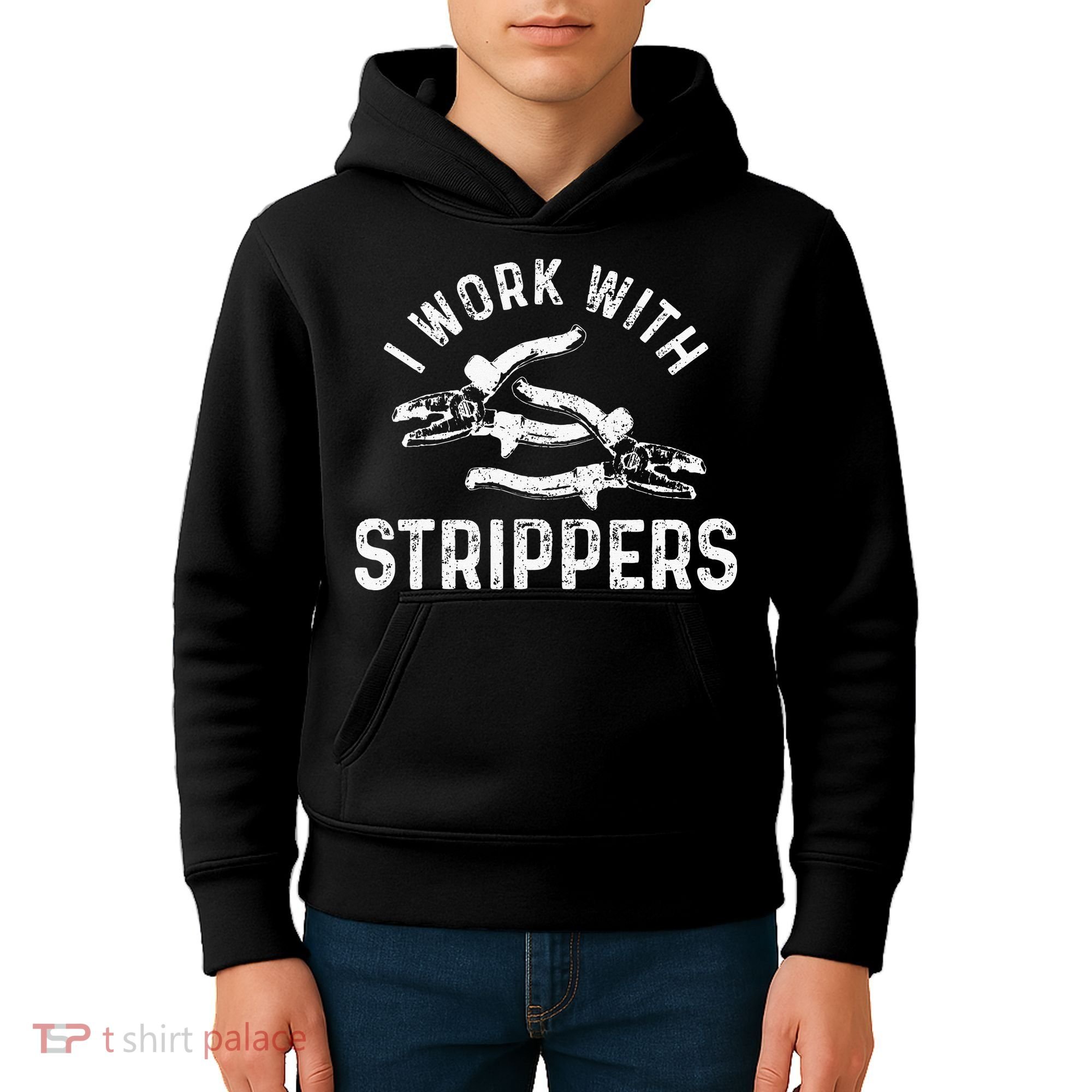 Electrician I Work With Strippers Funny Electrician Gift Kids Hoodie