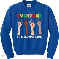everyone is welcome here idaho teacher diversity unity  Kids Sweatshirt thumb 0