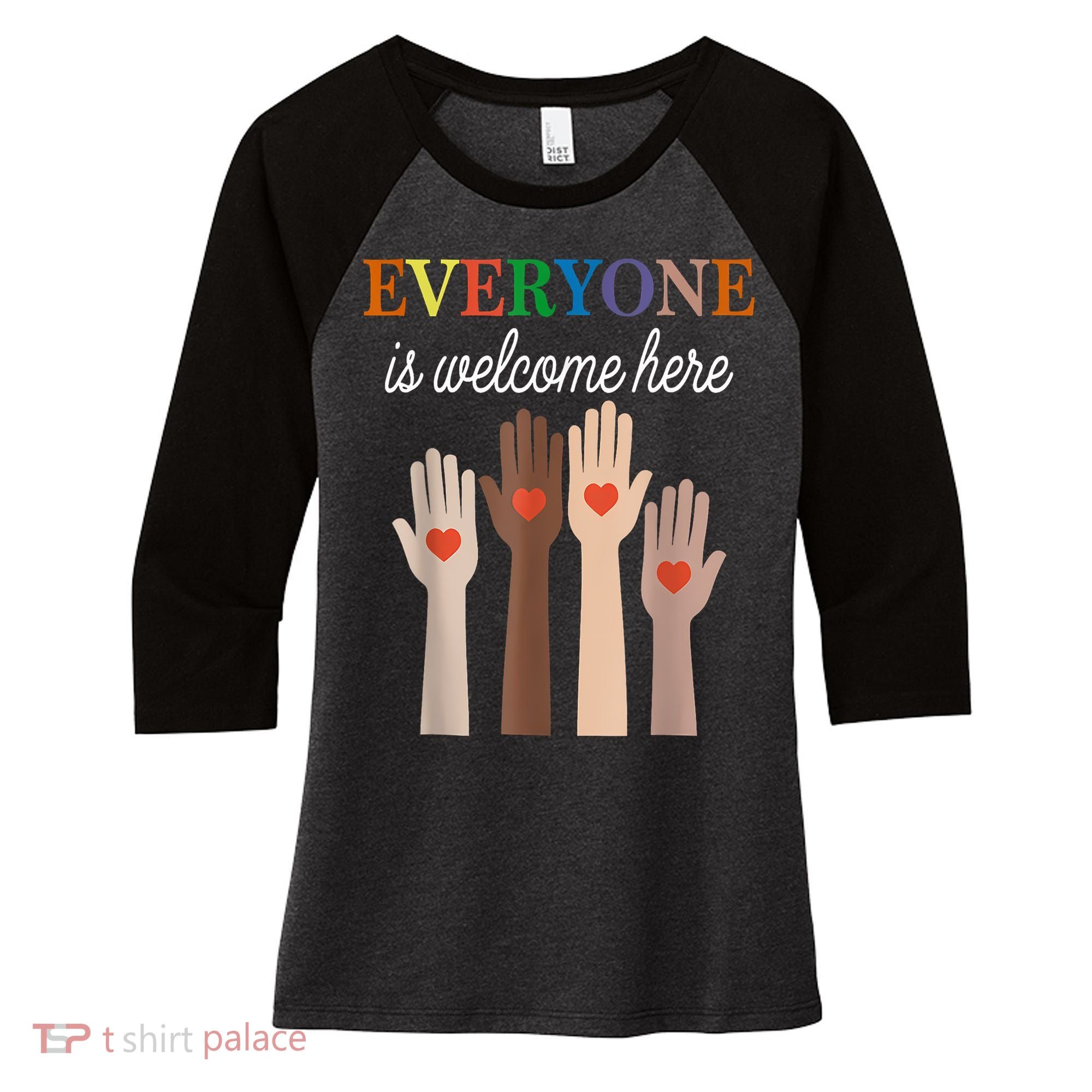 Everyone Is Welcome Here Idaho Women's Tri-Blend 3/4-Sleeve Raglan Shirt