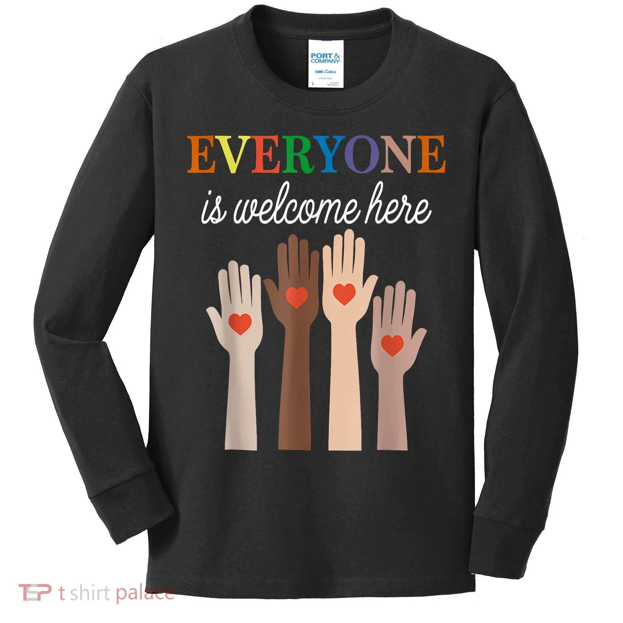 Everyone Is Welcome Here Idaho Kids Long Sleeve Shirt