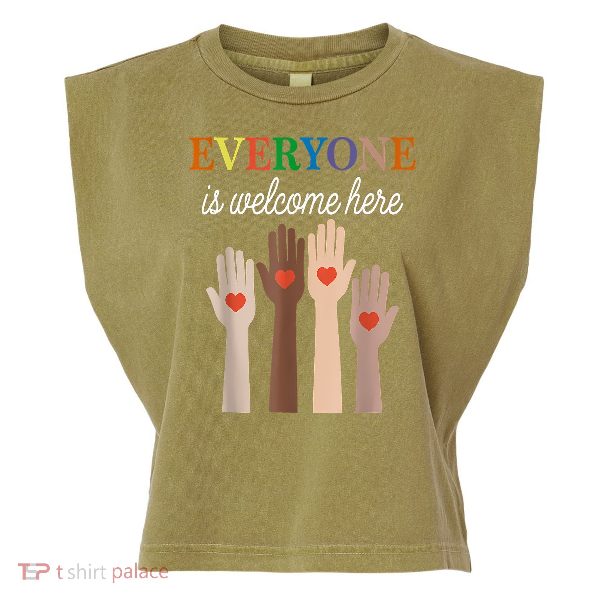 Everyone Is Welcome Here Idaho Garment-Dyed Women's Muscle Tee