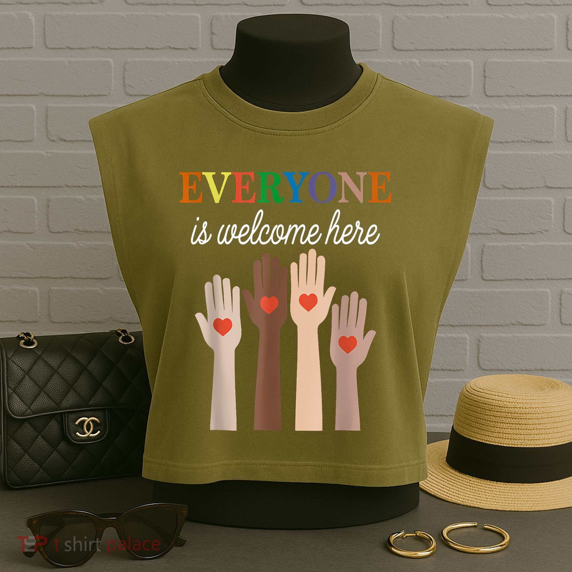 Everyone Is Welcome Here Idaho Garment-Dyed Women's Muscle Tee