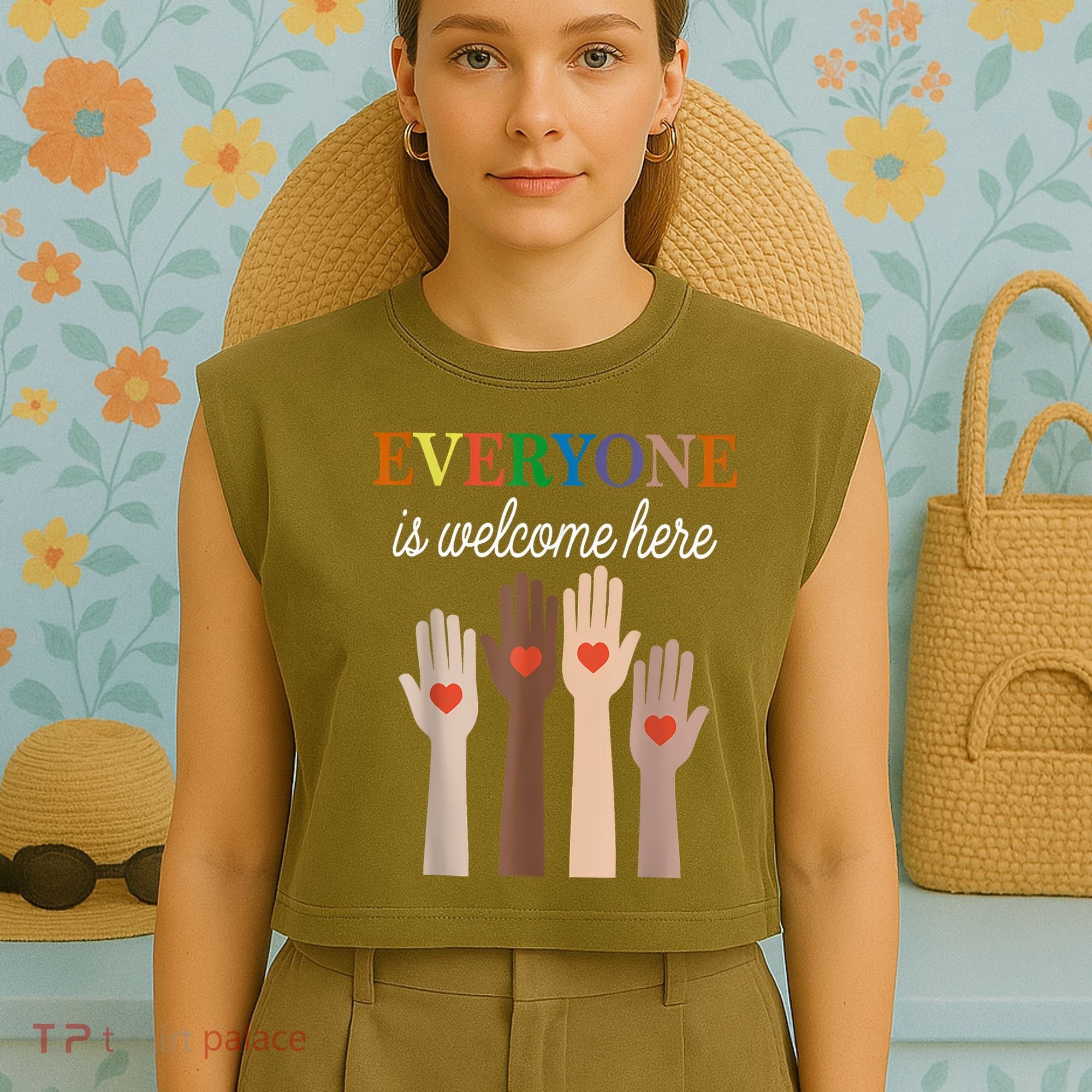 Everyone Is Welcome Here Idaho Garment-Dyed Women's Muscle Tee