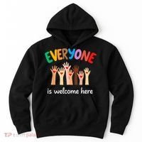 Everyone Is Welcome Here Idaho Teacher Hoodie thumb 0