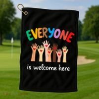 Everyone Is Welcome Here Idaho Teacher Golf Towel thumb 1