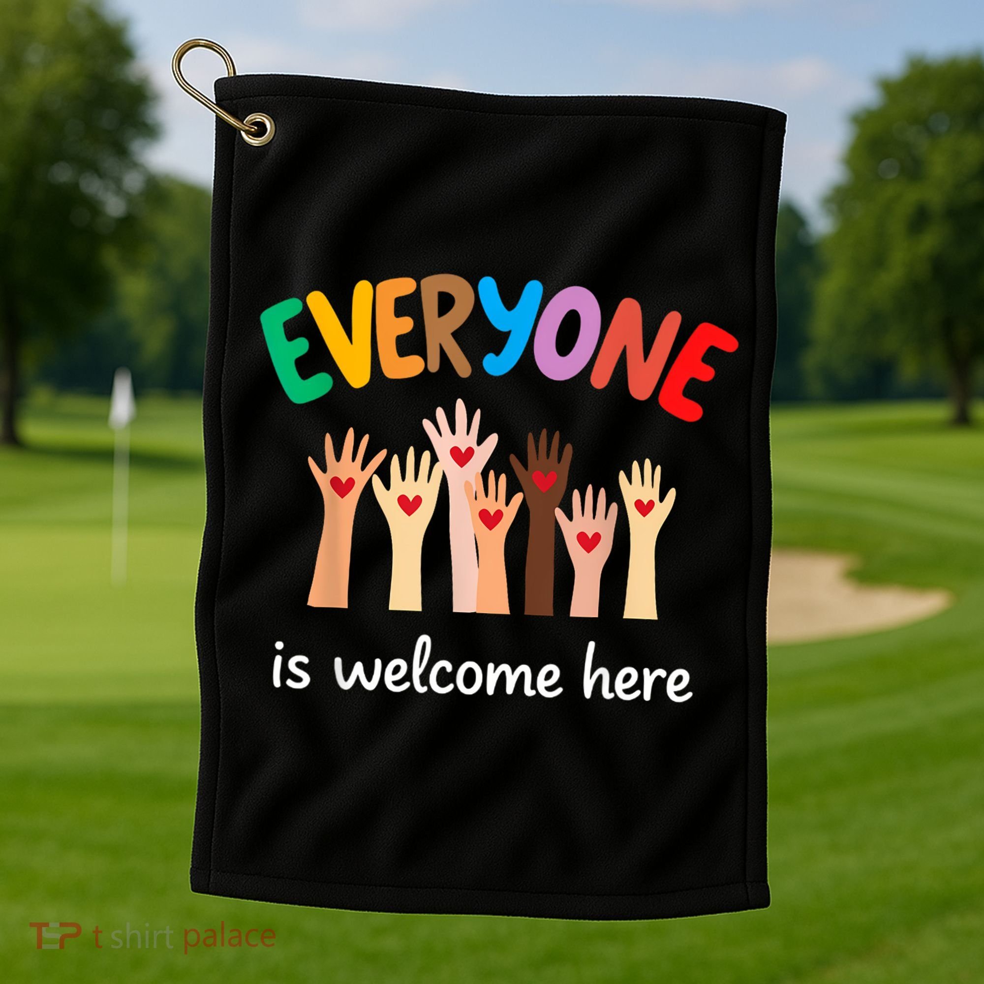 Everyone Is Welcome Here Idaho Teacher Golf Towel