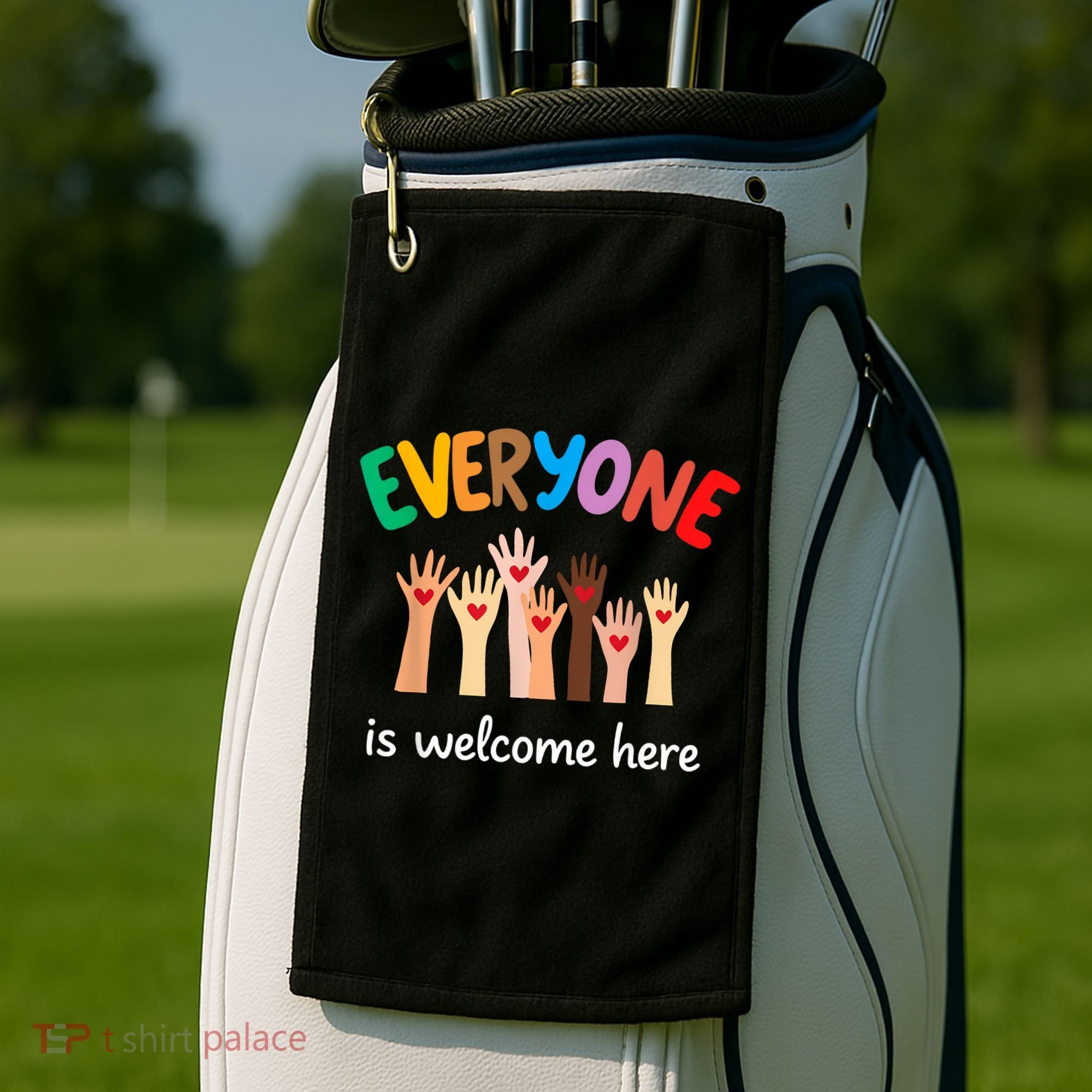 Everyone Is Welcome Here Idaho Teacher Golf Towel