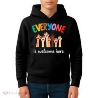 Everyone Is Welcome Here Idaho Teacher Kids Hoodie thumb 4