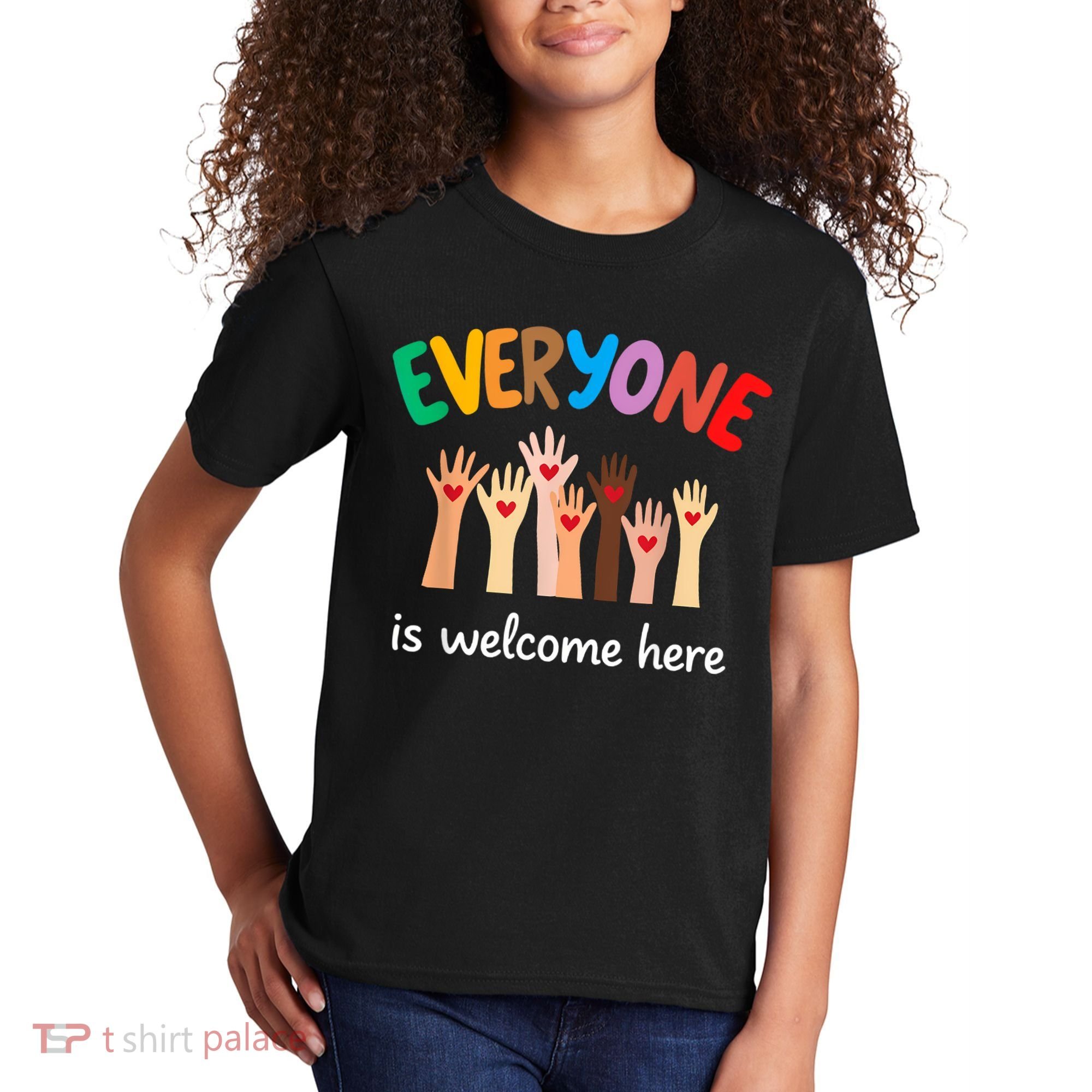 Everyone Is Welcome Here Idaho Teacher Kids T-Shirt