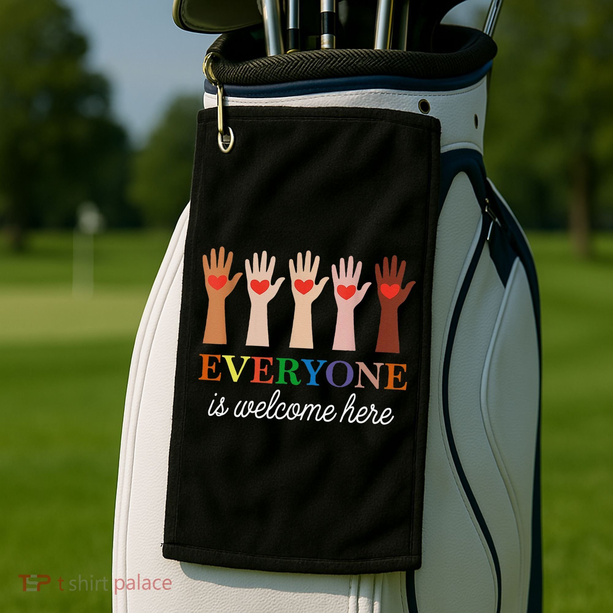 Everyone Is Welcome Here Idaho Teacher Golf Towel