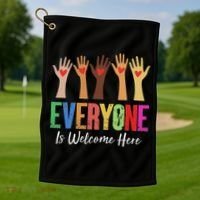 Everyone Is Welcome Here Idaho Teacher Golf Towel thumb 1