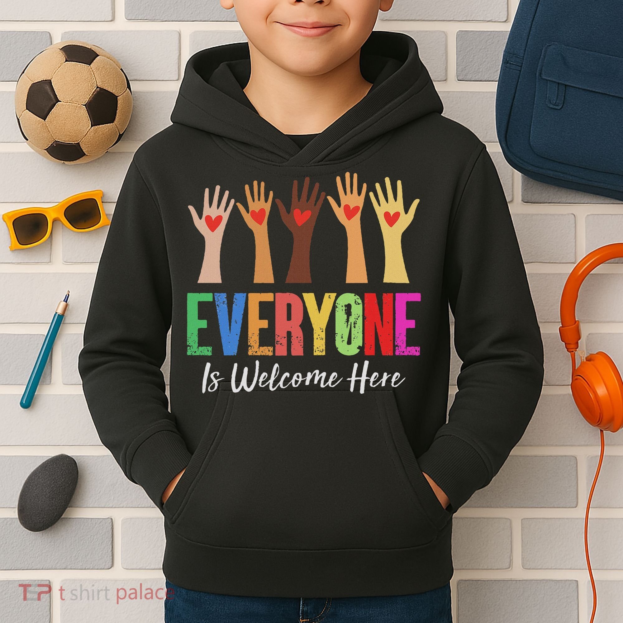 Everyone Is Welcome Here Idaho Teacher Kids Hoodie