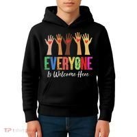 Everyone Is Welcome Here Idaho Teacher Kids Hoodie thumb 4