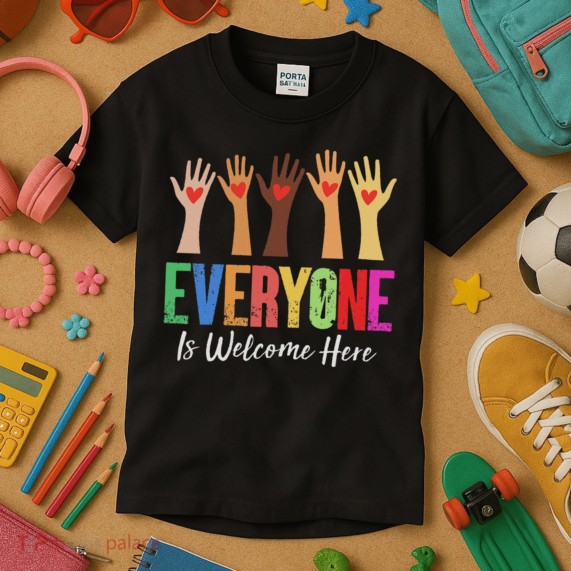 Everyone Is Welcome Here Idaho Teacher Kids T-Shirt