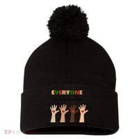 Everyone Is Welcome Here Equality Kindness Inspirational  Pom Pom 12in Knit Beanie thumb 0