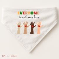 Everyone Is Welcome Here Equality Kindness Inspirational  USA-Made Doggie Bandana thumb 0