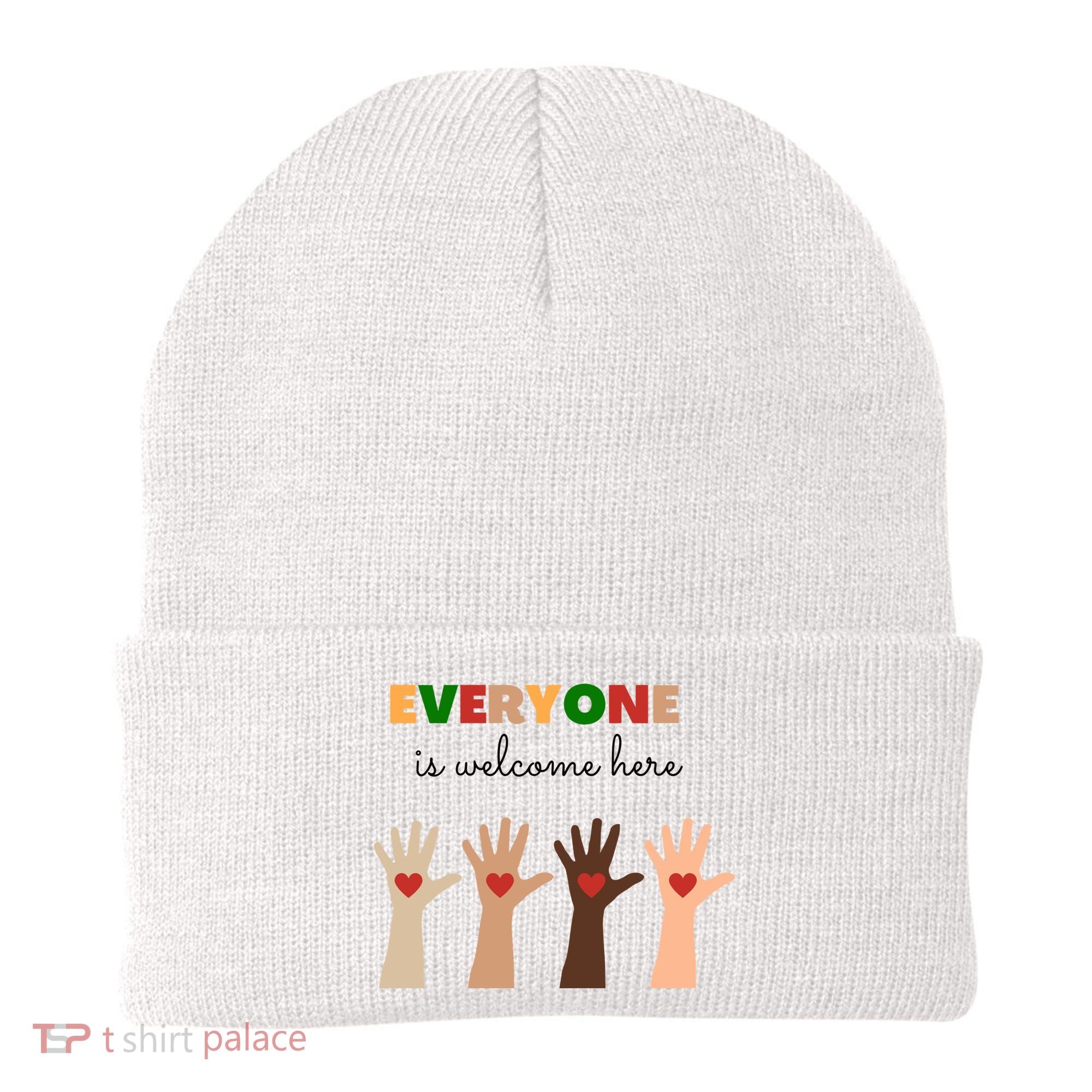 Everyone Is Welcome Here Equality Kindness Inspirational  Beanie