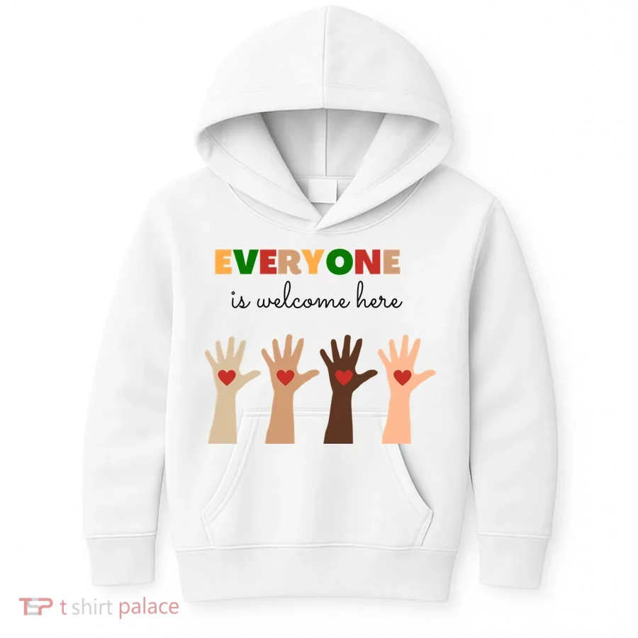 Everyone Is Welcome Here Equality Kindness Inspirational  Kids Hoodie