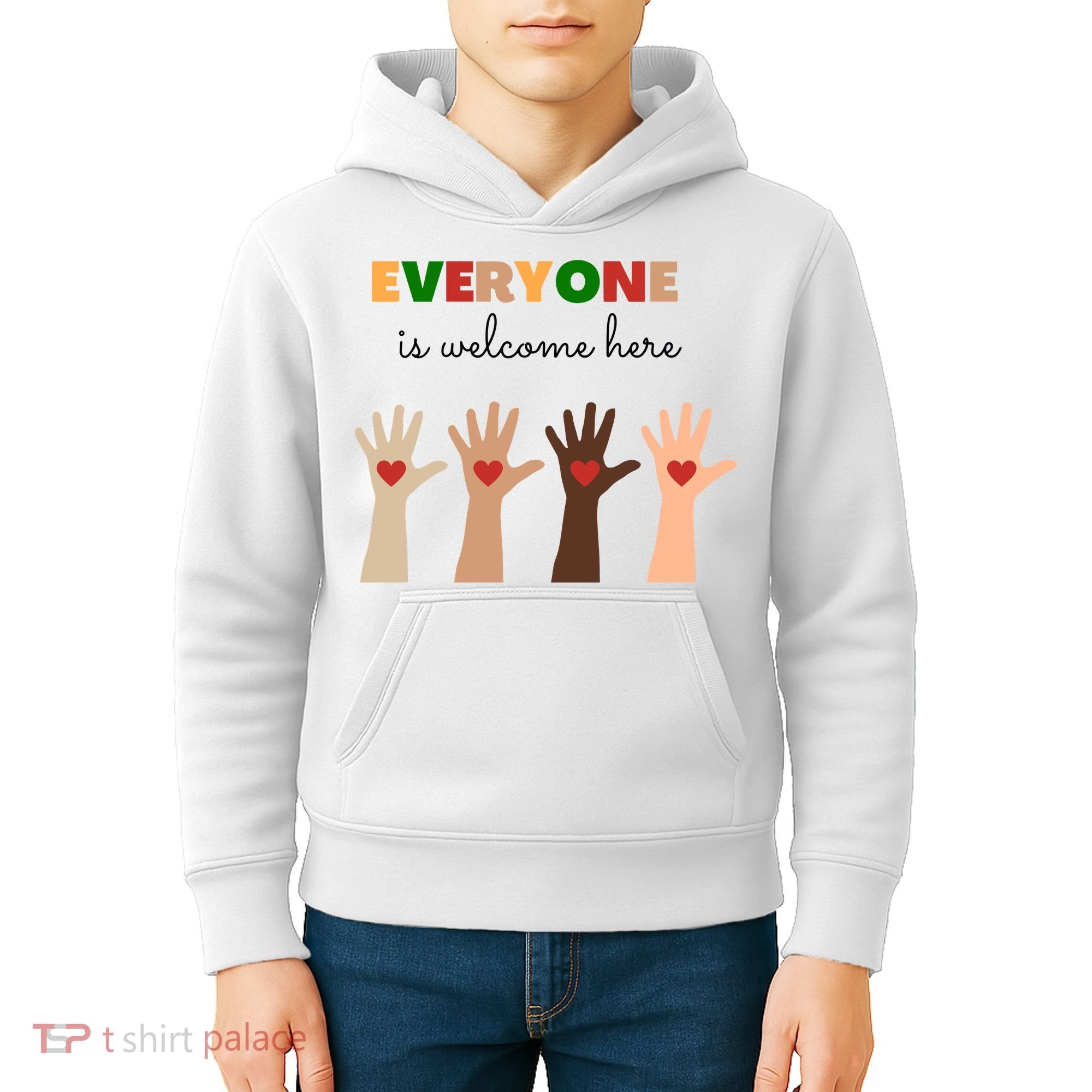 Everyone Is Welcome Here Equality Kindness Inspirational  Kids Hoodie
