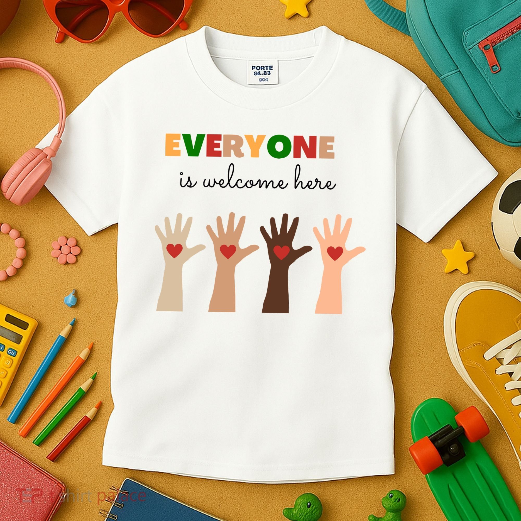 Everyone Is Welcome Here Equality Kindness Inspirational  Kids T-Shirt