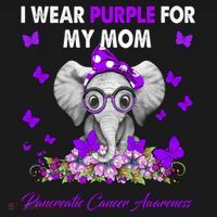 Elephant I Wear Purple For My Mom Pancreatic Cancer Cute Gift T-Shirt thumb 7