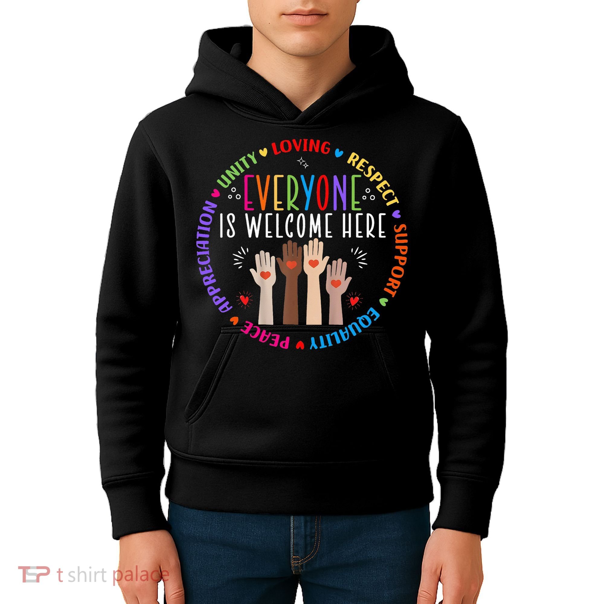 Everyone Is Welcome Here Idaho Teacher Kids Hoodie