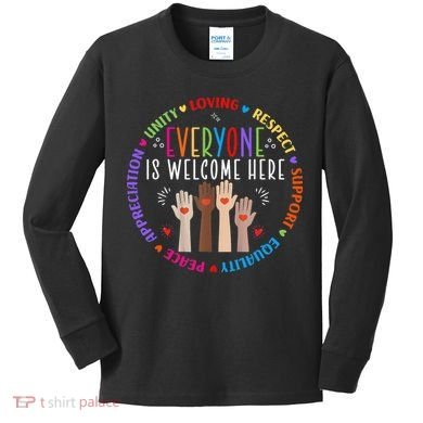 Everyone Is Welcome Here Idaho Teacher Kids Long Sleeve Shirt
