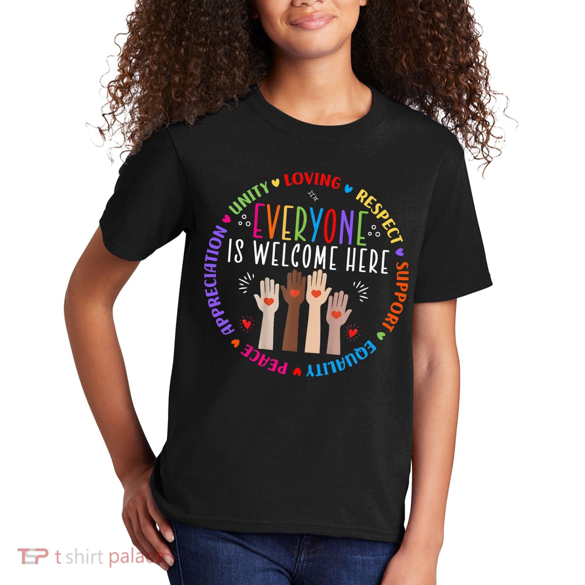 Everyone Is Welcome Here Idaho Teacher Kids T-Shirt
