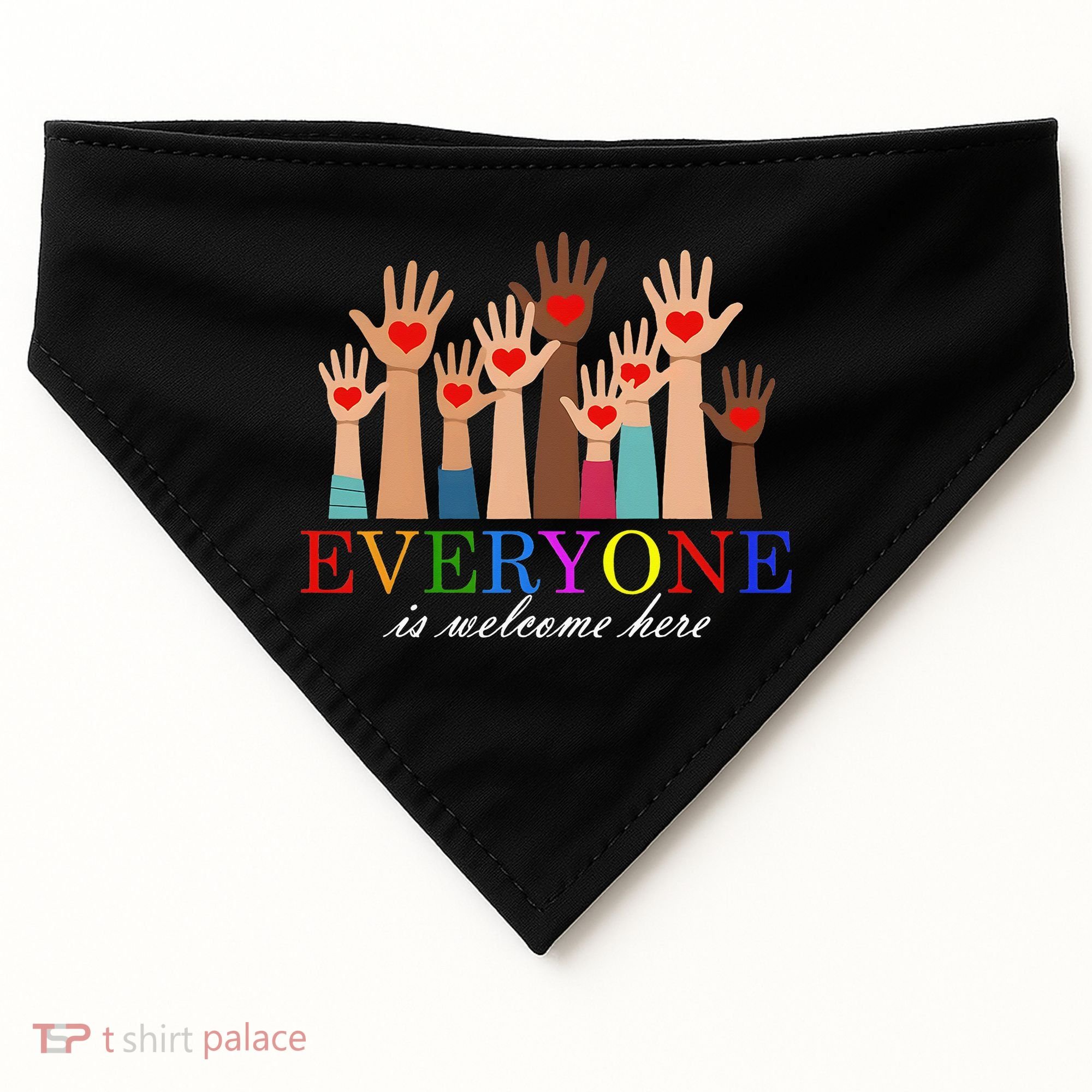 Everyone Is Welcome Here Idaho Teacher Support Lgbt Heart USA-Made Doggie Bandana