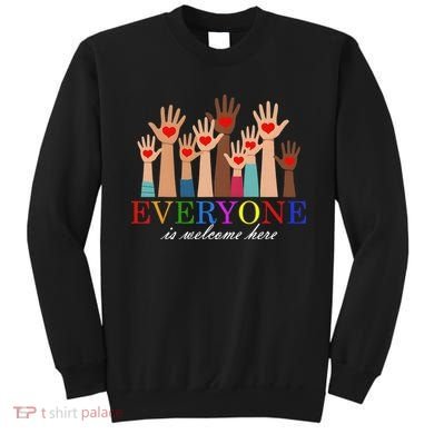 Everyone Is Welcome Here Idaho Teacher Support Lgbt Heart Sweatshirt