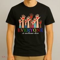 Everyone Is Welcome Here Idaho Teacher Support Lgbt Heart T-Shirt thumb 3