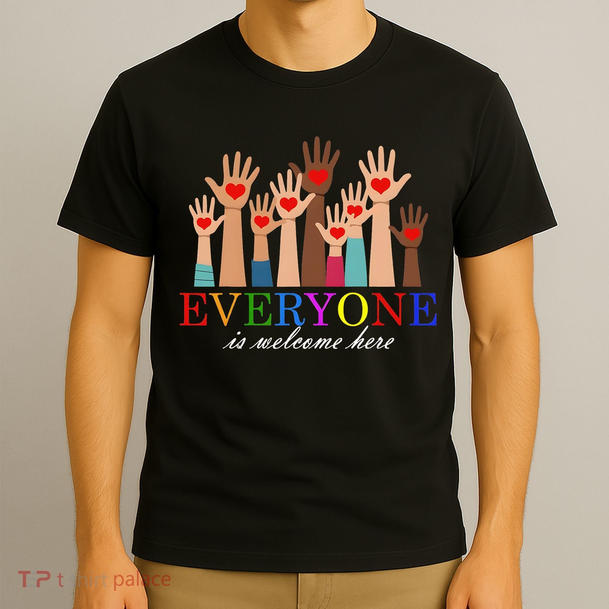 Everyone Is Welcome Here Idaho Teacher Support Lgbt Heart T-Shirt