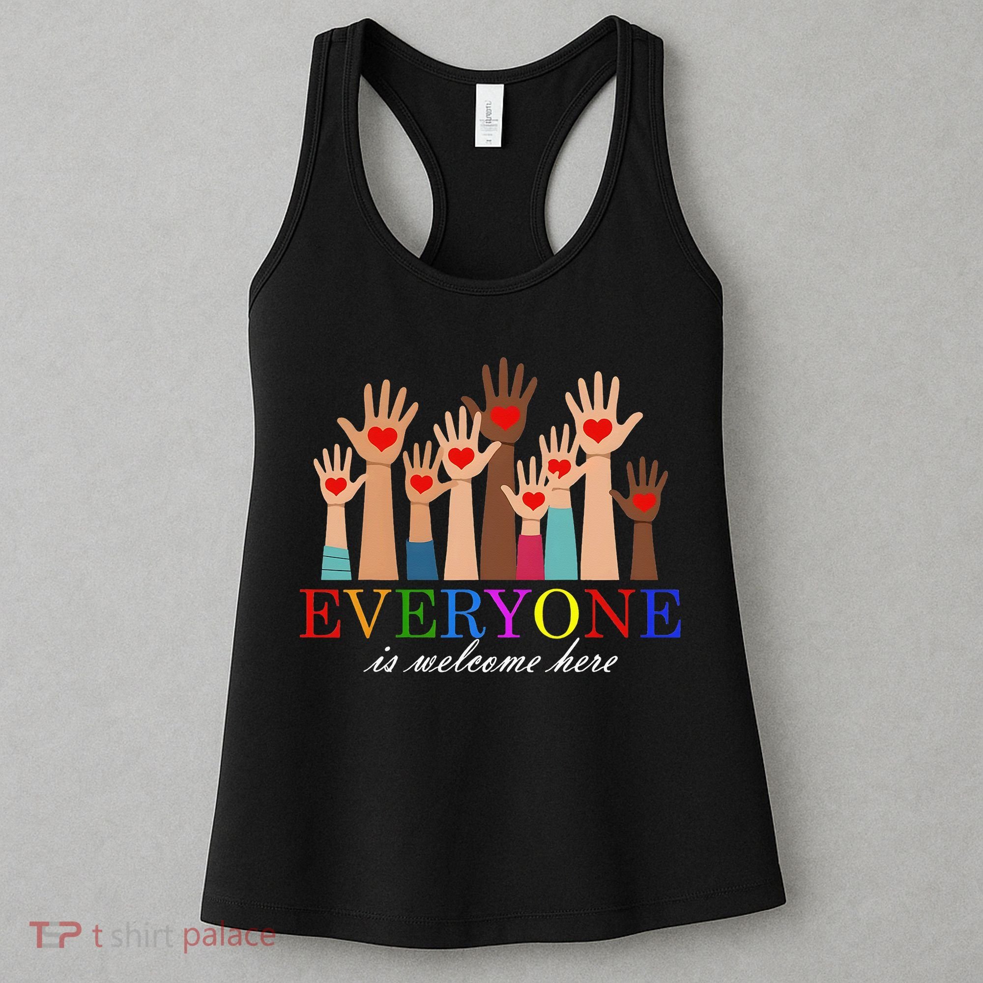 Everyone Is Welcome Here Idaho Teacher Support Lgbt Heart Women's Tank Top