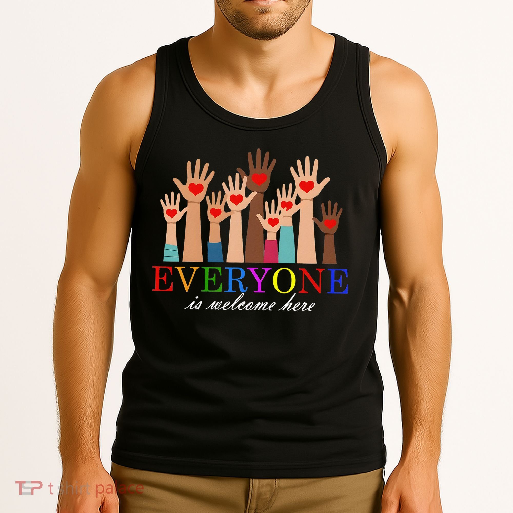Everyone Is Welcome Here Idaho Teacher Support Lgbt Heart Tank Top